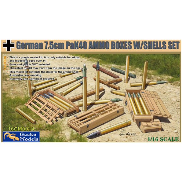 German 7.5cm PaK40 Ammo Boxes w/Shells Set
